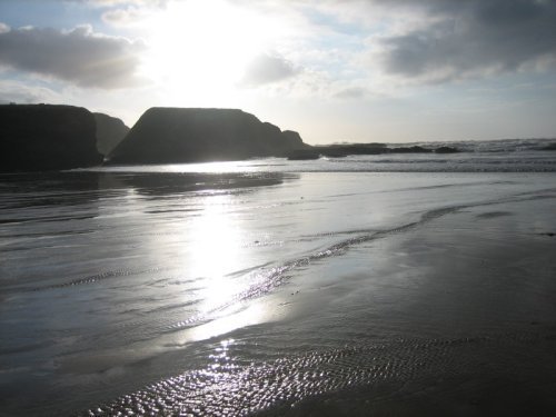 Sun setting over Treyarnon May